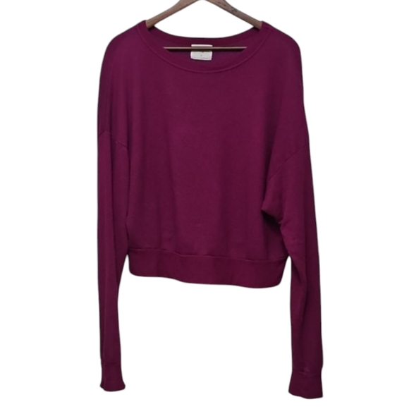 T.la Anthropologie Rasberry Pink Long Sleeve Crop Top Size S - Picture 2 of 5